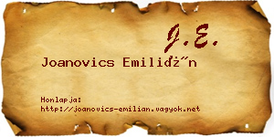 Joanovics Emilián névjegykártya